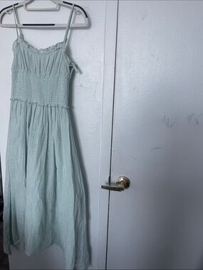 Urban Outfitters Light Mint Green Smocked Midi Sundress